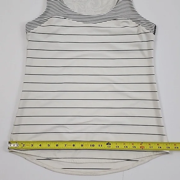 Lululemon Women's Racerback White Black Pin Striped Tank Top Stretch Size 6/8 - Picture 11 of 12